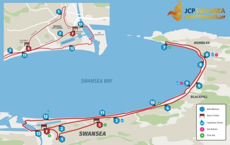 JCP Swansea Half Marathon Race Route